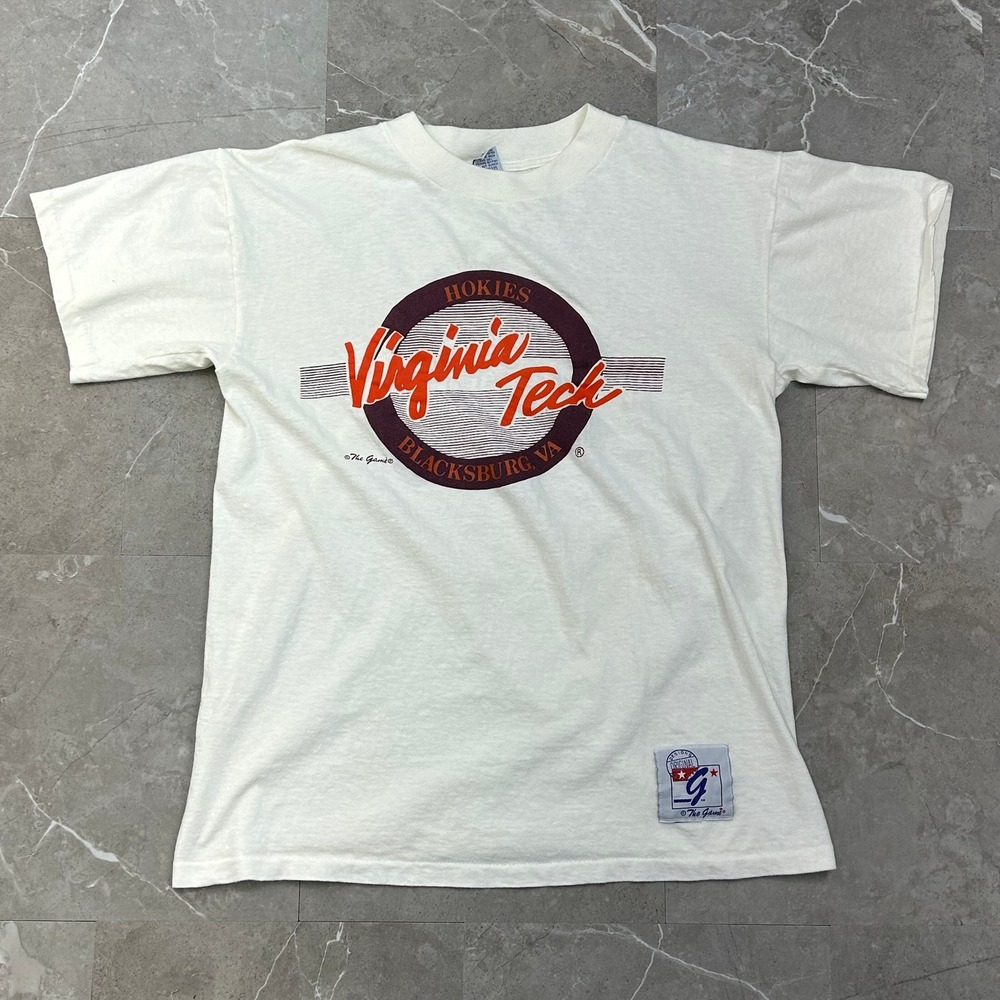 90s Vintage Virginia Tech Hokies Graphic Tee Mens Large The Game Script Spellout